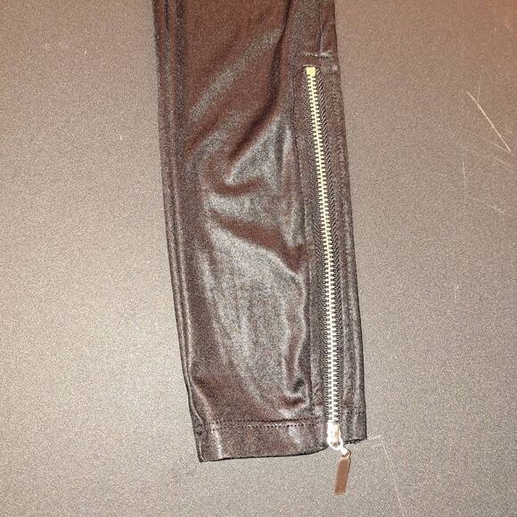 Miley Cyrus & Max Azria Black Shiny Wet Look Leggings With Ankle Zipper Small - Picture 5 of 7